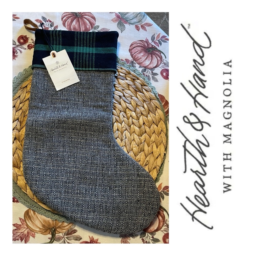 Hearth & Hand Black and Blue Plaid Stocking